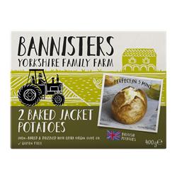 Bannisters Farm - 2 Ready Baked Jacket Potatoes drizzled with Olive Oil (375g)