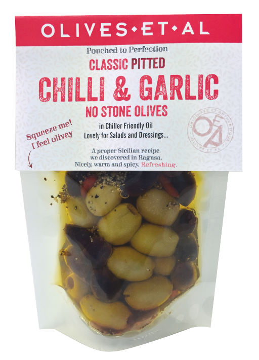 Buy Olives et Al Pitted Olives Chilli & Garlic (220g) Shropshire's Own